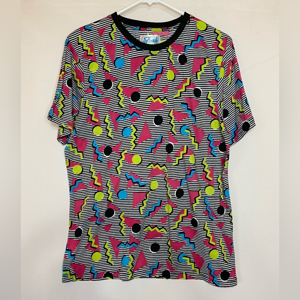 Fresh Prince of Bel Air Retro T-shirt, Size L, Multi Color, Geometric Print